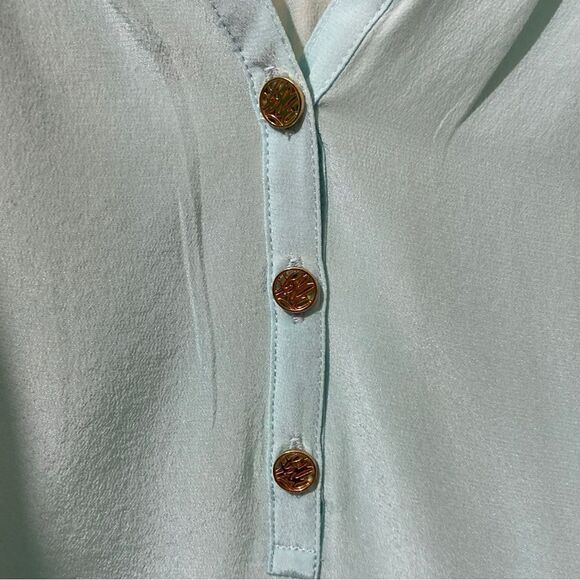 Lilly Pulitzer Silk Blue Long Sleeve Elsa Top - Picture 7 of 9